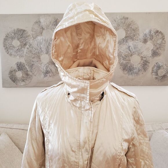 Pasha & Jo Champagne Long Hooded Medium-Weight Puffy Jacket size Small - Picture 4 of 12